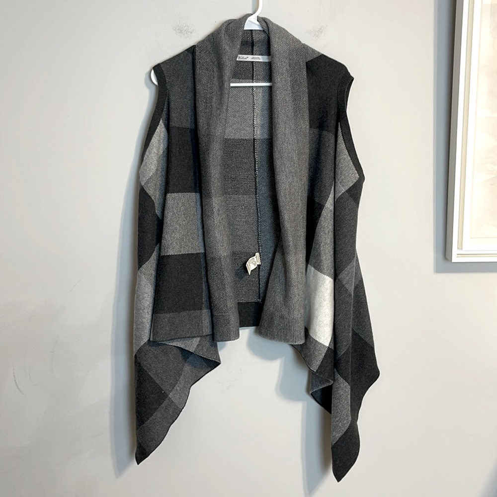 Woolrich gray check vest wool blend size large EUC